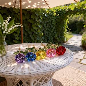 Ornement de fleur de rose en cristal glamour - Rose simulée réaliste pour la décoration de la Saint-Valentin, accent parfait pour la maison, pour le salon ou - Product Image 5