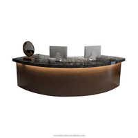 Vente chaude Demi Cercle De Luxe Bureau Comptoirs Table Comptoir Caissier Moderne En Bois Hôtel Salon De Beauté Conception De Réception