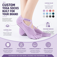Chaussettes de yoga antidérapantes pour femmes avec grip, chaussettes de Pilates, de barre et de ballet à cinq doigts séparés avec sangles élastiques croisées