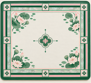 Waterproof Non-Slip Foldable Neoprene Mahjong Table Mat Lotus Pattern Quiet <strong>Playing</strong> Surface for Home Party Wholesale Table Mat - Product Image 1