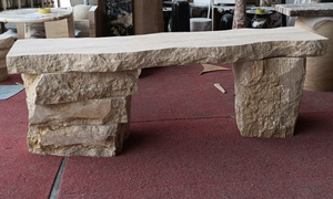 Mesa de centro de travertino natural Diseño de estilo primitivo Sala de estar Comedor Barra de travertino - Product Image 4