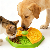 Gamelle anti-gloutonnement rotative à deux niveaux avec motif os, gamelle de voyage anti-renversement pour chiens et chats, gamelle anti-gloutonnement pour animaux de compagnie