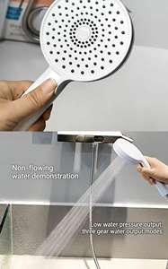 Kit de Ducha de Mano con Rociador de Lluvia a Presión para Montar en la Pared del Baño, con Manguera de Plástico ABS y Acabado Cromado - Product Image 4