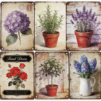 Panneaux en aluminium vintage personnalisés avec motif floral, art mural en métal rétro avec impression en relief pour la décoration de la maison, du jardin, du café ou du bar