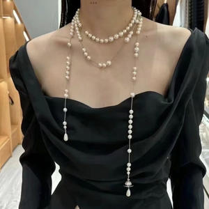 Collana Lunga in Raso di Alta Qualità con Perle Spezzate, Motivo Asimmetrico a <span class=keywords><strong>Farfalla</strong></span>, Design Tridimensionale a Saturno, Versatile - Product Image 4