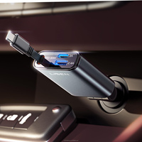 Cargador de Coche Retráctil LISEN 2026 de Alta Calidad con Cable Tipo-C, Mini Conector USB-C Ajustable de 57W para iPhone 17 16 15 Pro Max