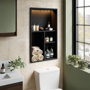Niche de salle de bain encastrée murale en acier inoxydable avec étagère de douche LED - Product Image 1