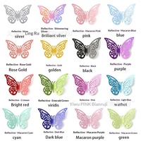 Autocollants muraux 3D papillons ajourés et décorations de fond colorées style nordique en PET pour décoration murale