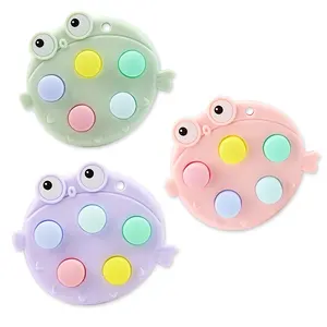 2024 Hot Sale puffer pop bubble Mole Game Mini Portable Early Educational KeyChain Toy Kids Hit Knock Game Silicone Children