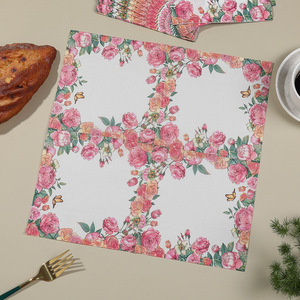 Serviettes imprimées, décorations de table pour fêtes transfrontalières, serviettes carrées, serviettes en papier jetables à motifs papillons et floraux - Product Image 3
