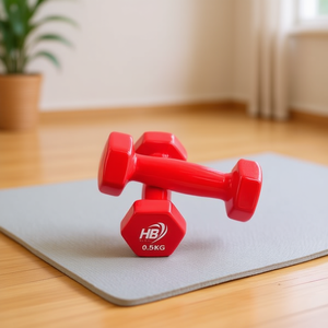 7 Bright Red Glossy Coated Hexagonal <b>Dumbbells</b> 0.5KG Product Category - Product Image 3