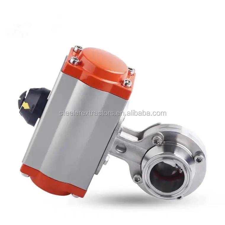 2 inch Tri Clamp Food Grade 304 Stainless Steel Pneumatic Actuated Sanitary Butterfly