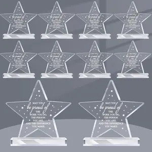 Acrylic Thank You Trophy Employee Appreciation Awards Coworkers Trophy Plaque Prizes Adults Double-Duty Display Rack Paperweight