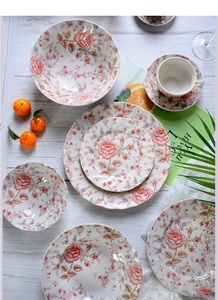 ชุดอาหารค่ำลายกุหลาบแดงอังกฤษขายดี จานเซรามิกคลาสสิก - Product Image 5