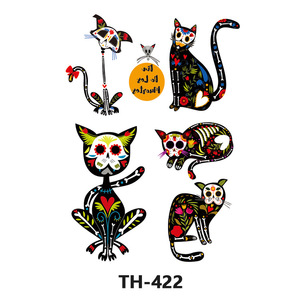 Gato Halloween transferencia de agua brazo mangas pierna pecho hermoso Sexy cuerpo arte temporal negro impermeable tatuaje <span class=keywords><strong>flores</strong></span> para mujeres - Product Image 5