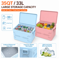 Glacière pliable 35QT, isotherme, portable, en mousse PU et PP, pour vin, camping, pique-nique, voiture, voyage