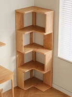 Étagère d'angle sur pied de style antique, meuble de rangement multi-niveaux au design robuste pour salon