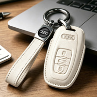 Housse de protection en cuir pour clé Audi avec porte-clés, compatible avec les clés intelligentes Audi A4, Q7, Q5, A5, SQ5, S5