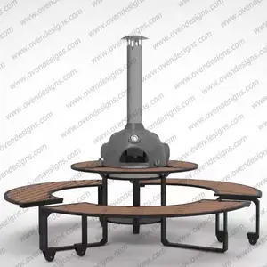 Новый дизайн, уличные комбинированные столы с газовым грилем, столы с тремя печами, инфракрасная газовая глиняная печь с столом и стулом