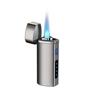ไฟแช็คซิการ์แบบสามหัวพ่นไฟ พร้อมช่องเสียบ USB ชาร์จไฟได้ กันลม เติมบิวเทนได้ ผลิตจากโลหะผสมสังกะสี สำหรับซิการ์ รับทำโลโก้ตามสั่ง ขายส่ง - Product Image 1