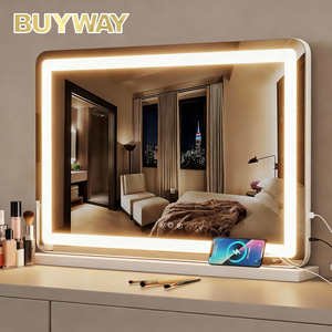 Holly Wood Rectangle Metal Desktop Cosmetic <strong>Mirror</strong> Personalized Large Size Vanity <strong>Mirror</strong> with Led High Brightness Adjustable - Product Image 1