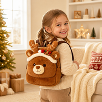 Sac à dos pour enfants en peluche douce, renne de Noël, ours, sac animal mignon pour tout-petits, utilisation quotidienne et cadeau de Noël