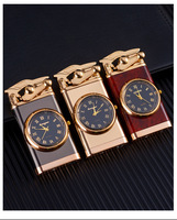 Pemantik Api Inflatable Creative Rocker Arm dengan Api Jet Ganda Tahan Angin dan Jam Elektrik