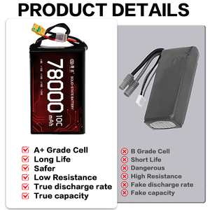 높은 에너지 밀도 78000mAh 10C 51.8v 14S 무인 항공기 배터리 폴리머 리튬 이온 배터리 팩 - Product Image 6