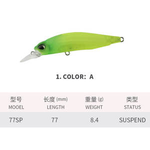 Leurre flottant Mino 77mm/8.4g Luya, transfert de gravité magnétique central, pêche à distance, Horse Kou Danshui Creek 77SP, hameçons en acier inoxydable - Product Image 6