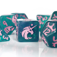 7 pièces/ensemble licorne motif polyédrique résine dés pour donjons et Dragons mdn RPG jeux de table