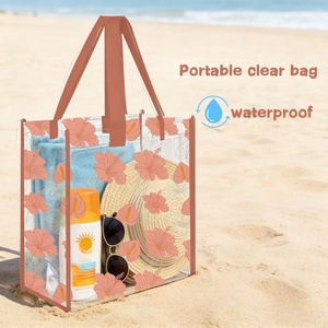 Bolsa de Compras de PVC Transparente Resistente al Agua de Alta Calidad con Estampado Personalizado, Bolsa de Picnic con Diseño de Flor de Plumeria de Hawái - Product Image 6