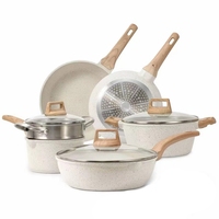 Set Panci dan Wajan Masak Anti Lengket dari Aluminium Die Cast, Set Peralatan Masak Granit dengan Dasar Induksi