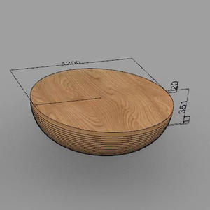 Minimalist Large Round Black Brown Solid Wood <strong>Teak</strong> Travertine Coffee <strong>Table</strong> for Hotel Lobby Lodge Contemporary - Product Image 2