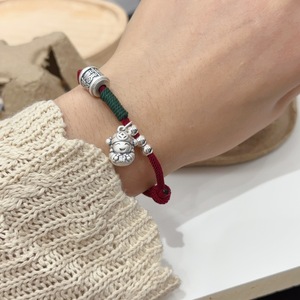 Pulsera de plata pura con dije de dibujos animados del Dios de la Fortuna y cuerda roja para uso diario de mujer - Product Image 5