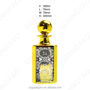 Nouveau Original arabe vide carré luxe bouteille de parfum en verre <span class=keywords><strong>500ml</strong></span> grand affichage bouteilles de parfum bouchon en or avec gravure Uv - Product Image 5