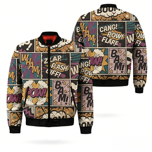 Vestes à fermeture éclair décontractées unisexes personnalisées 2024 Nouveaux hommes Street Graffiti Letter 3D All-Printed Bomber Jacket Stand Puff Top Tracksuits - Product Image 1