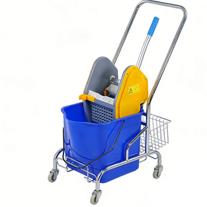 Chariot de nettoyage en plastique 25L avec cadre en acier inoxydable, seau à eau en plastique, roues et <span class=keywords><strong>essoreuse</strong></span> à serpillière - Product Image 2