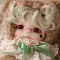 Poupée Reborn en Silicone Intégral de 8 Pouces, Costume d'Ours en Peluche, Cheveux Vert Menthe, Col en Dentelle, Poupée Nouveau-né pour Jeu d'Imitation