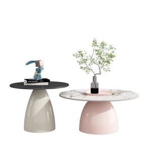 Stile nordico moderno semplice pietra pietra tavolino crema luce di lusso per il piccolo appartamento divano lato metallo ferro - Product Image 1