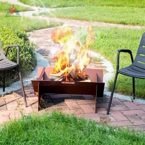 Collapsible Corten Steel Firepit Folding Wood Fired Firepit Corten Steel Fire Pit