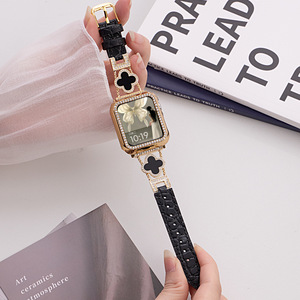 Bracelet de montre en cuir véritable Upro pour Apple Watch Ultra 2 Series 7-10 49 mm, bracelet trèfle à quatre feuilles pour femme - Product Image 6