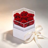 Rose éternelle P-2 dans une boîte à bijoux roses conservées durent plus d'un an véritable rose avec collier en forme de coeur pour elle