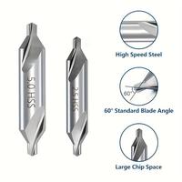 Jeu de 7 forets de centrage HSS Meixu, 60 degrés, 1-5 mm, finition argentée, pour outils électriques, perçage de métaux sur tour et travail des métaux