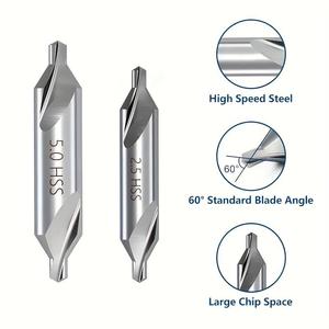 Jeu de 7 forets de centrage HSS <span class=keywords><strong>Meixu</strong></span>, 60 degrés, 1-5 mm, finition argentée, pour outils électriques, perçage de métaux sur tour et travail des métaux - Product Image 4