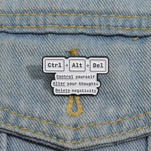 Teclado de ordenador Ctrl Alt Del esmalte Pin cita creativa broche de Metal insignia de solapa joyería mochila regalo - Product Image 1