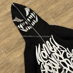 Sweat à capuche zippé intégral en coton pour femme avec impression bouffante Streetwear Hoodies & Sweatshirts Design personnalisable pour l'automne - Product Image 1