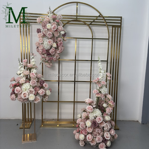 Chemin de table en fleurs de soie rose haut de gamme, cercle de fleurs artificielles personnalisé pour la décoration de table d'événement de mariage - Product Image 6
