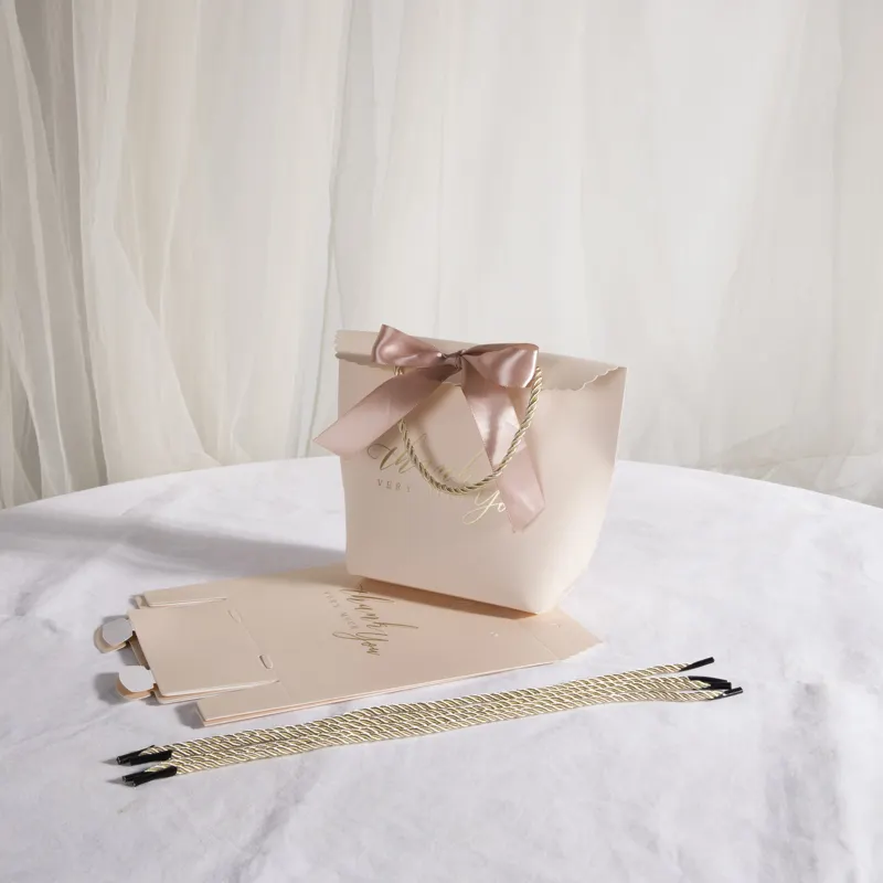 Sacchetti della spesa in carta per indumenti regalo con logo stampato personalizzato a forma di cuscino parrucca con papillon carino fantasia con sacchetto regalo di lusso a coste