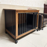 Cage pour chien en acier avec cadre en bois, solide et luxueuse, pour extérieur, avec bac à litière, pour Shiba Inu, chiens de grande, moyenne et petite taille