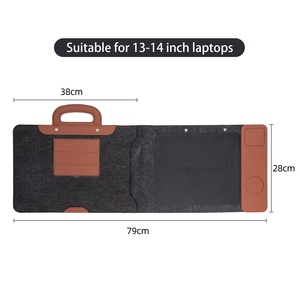 Tragbare Filz-Leder Magnetische Laptop-Hülle Kabelloses Ladegerät Schnellladung LED-Anzeige Mauspad Schreibtisch-Ladematte Reise - Product Image 3